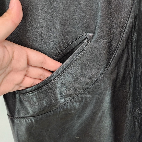 Men's 100% Piel Leather Vintage Button Front Moto Jacket - M - Picture 6 of 9